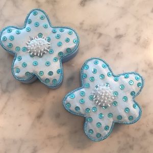 Jewelry boxes pair, silk covered and lined